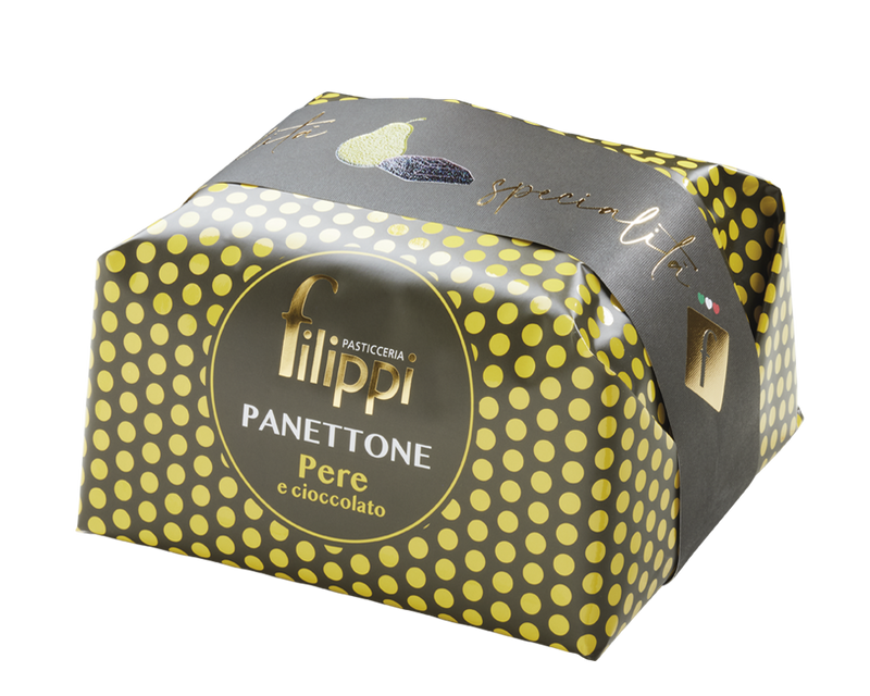 Itališkas kalėdinis pyragas su cukruotomis kriaušėmis ir šokoladu - Panettone Pere e Cioccolato