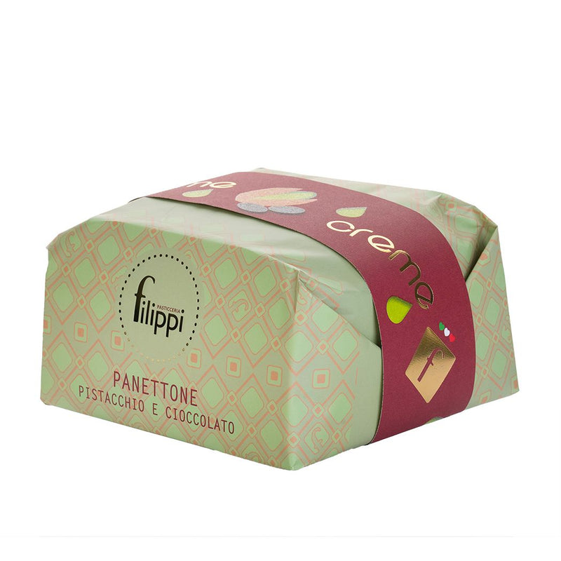Itališkas kalėdinis pyragas su pistacijų kremu ir šokoladu - Panettone Pistacchio e Cioccolato